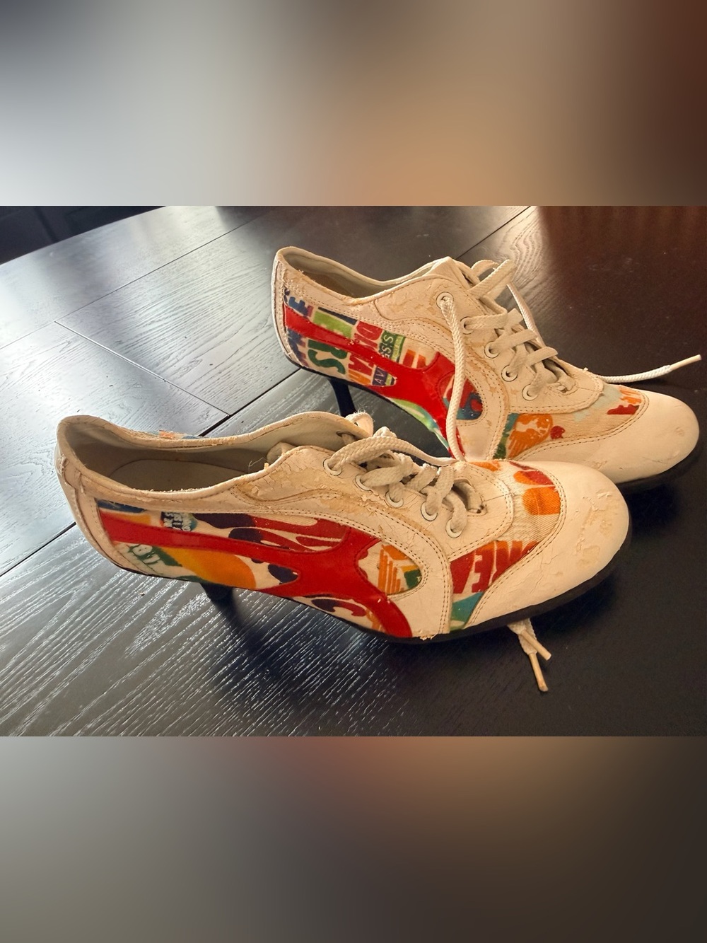 Vintage Fuel White Multicolor Lace-Up Women's Sneaker Heels